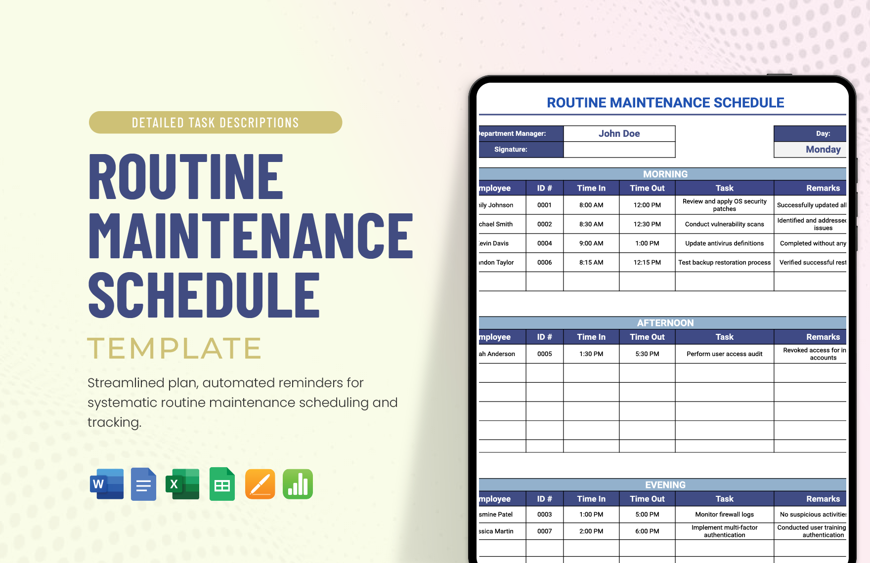 Editable Maintenance Schedule Templates In Word To Download Editable Maintenance Schedule Templates In Word To Download