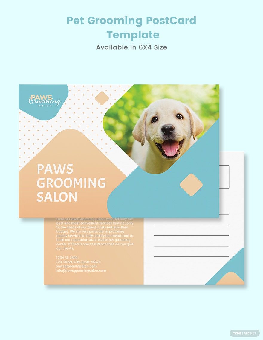 Free Pet Grooming Postcard Template