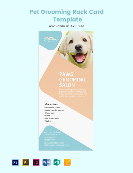 pet grooming rack card template