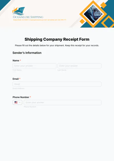 Free Shipping Company Receipt Form Template to Edit Online
