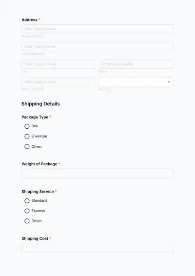 Free Shipping Company Receipt Form Template to Edit Online