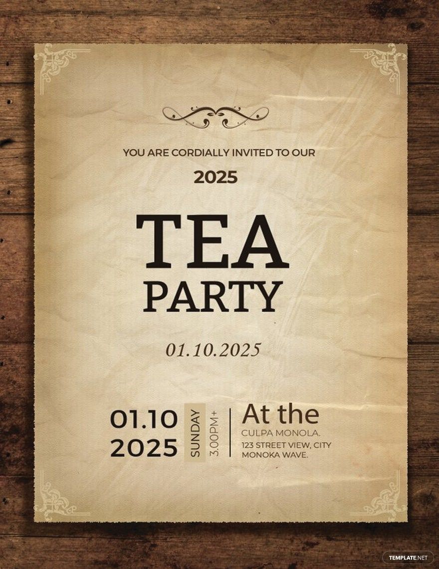 Tea Party Invitation Card Template