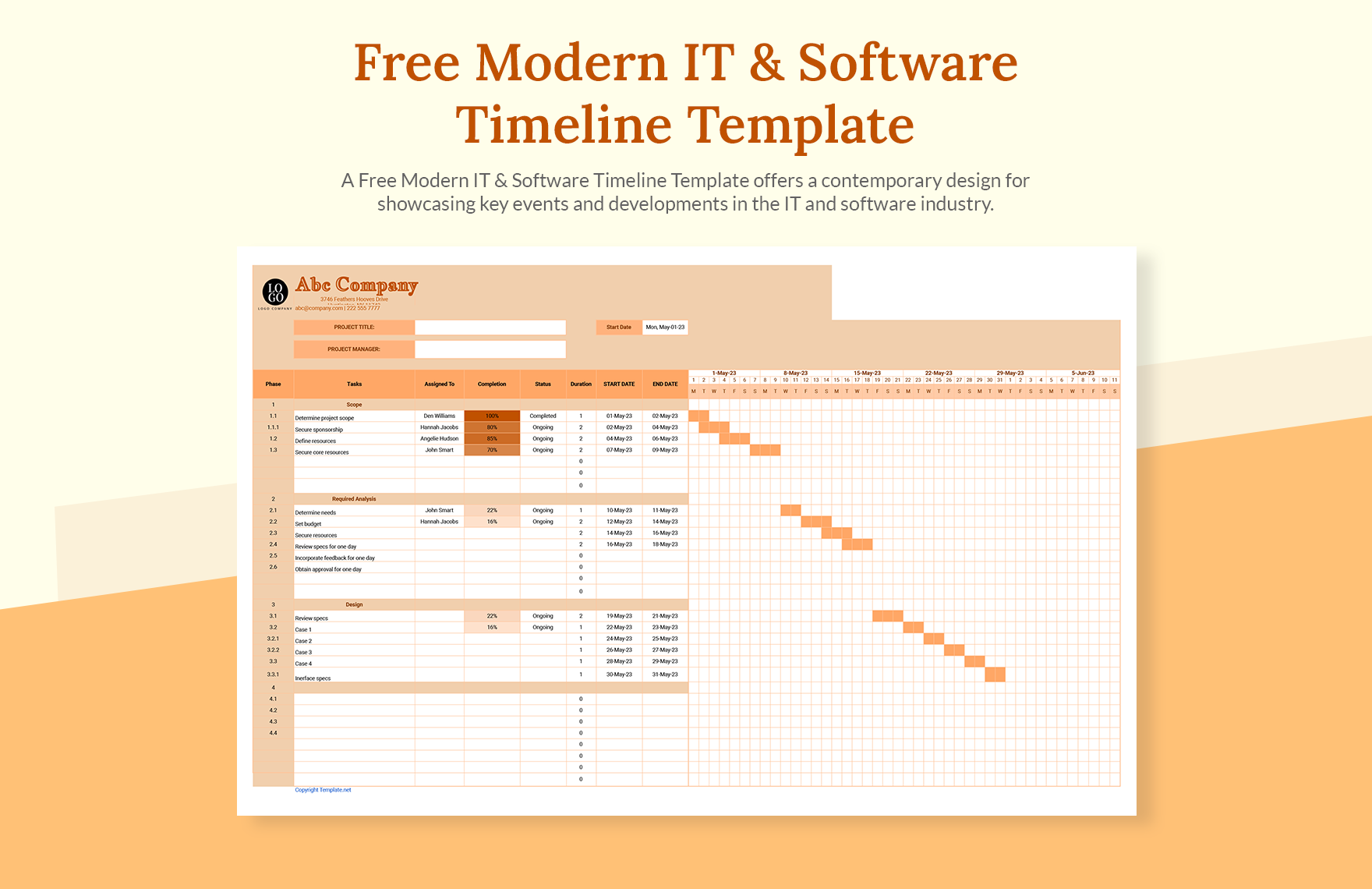 Modern IT & Software Timeline Template