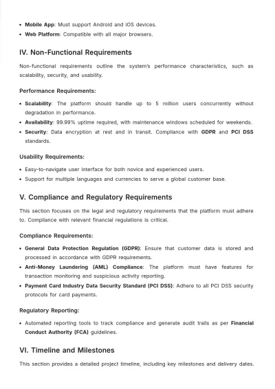 Free Banking Business Requirements Document Template to Edit Online