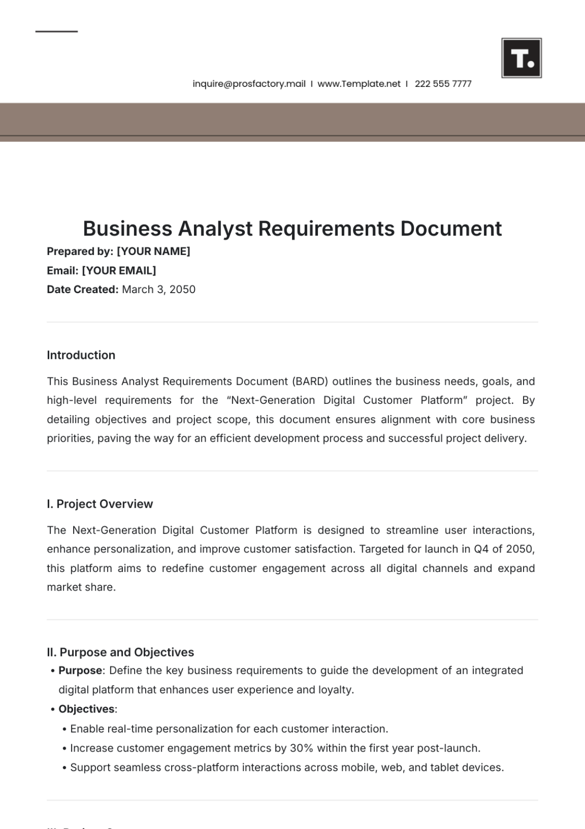 Business Analyst Requirements Document Template - Edit Online & Download