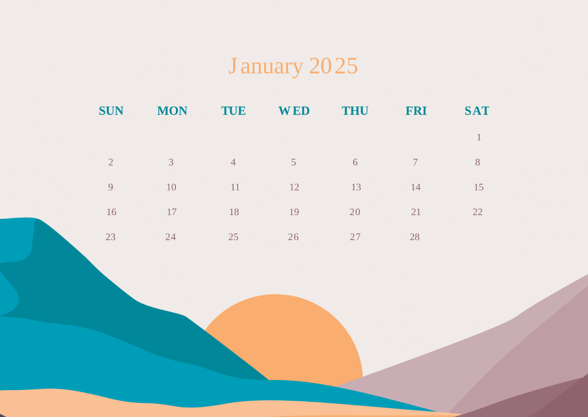 Free 2025 Printable Monthly Calendar Template