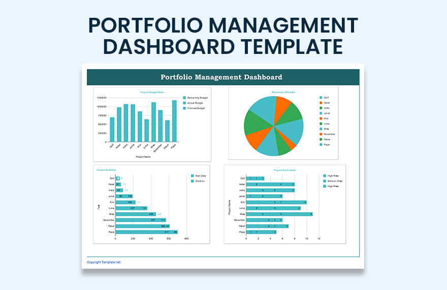 Portfolio Management Dashboard Template in Excel, Google Sheets, Apple Numbers