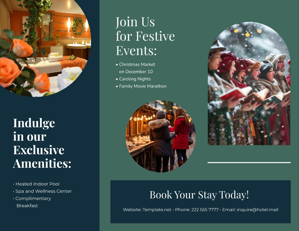 Free Christmas Hotel Brochure Template to Edit Online