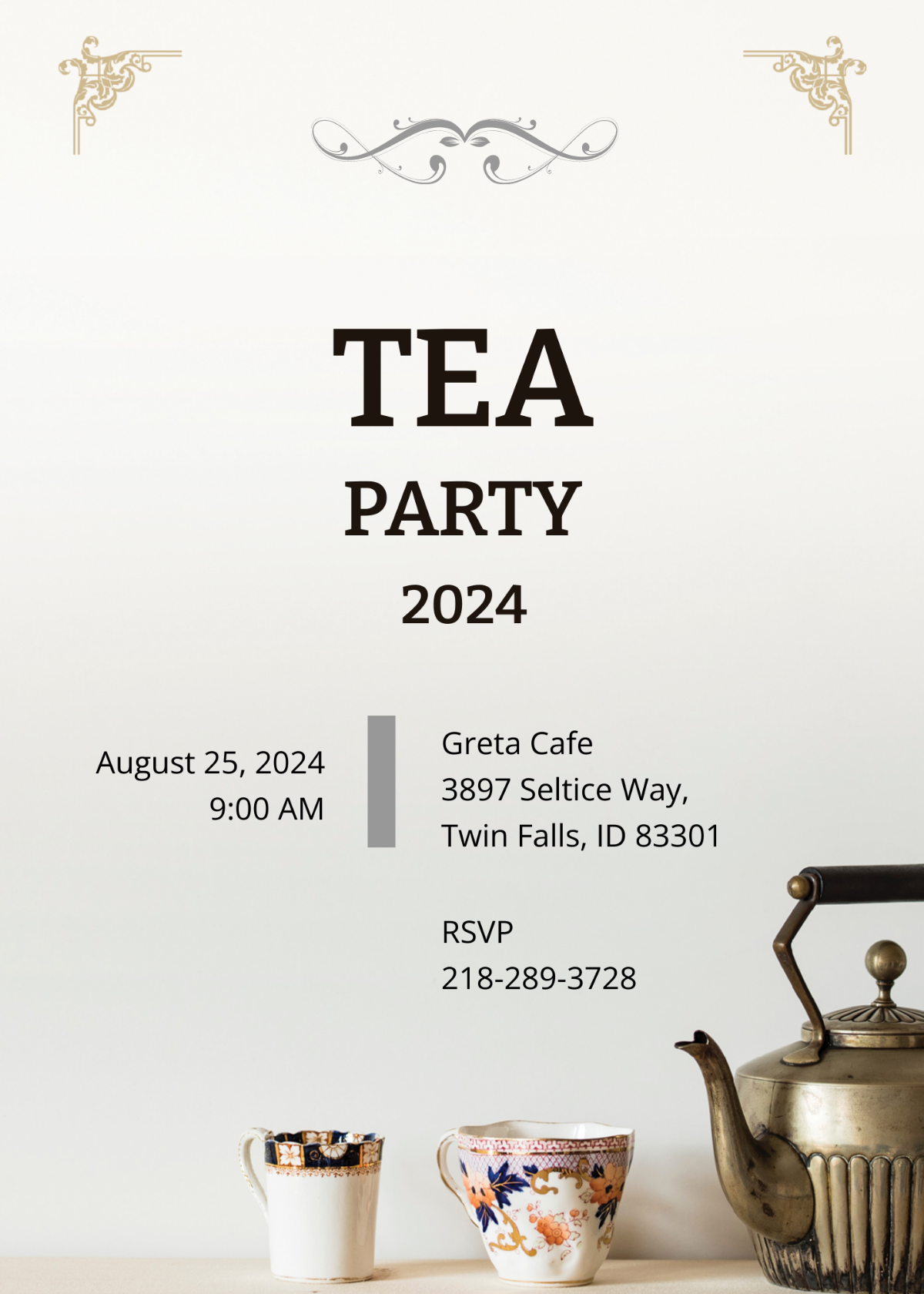 High Tea Party Invitation Card Template