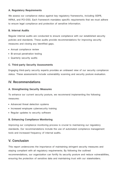 Free Security Compliance Report Template to Edit Online