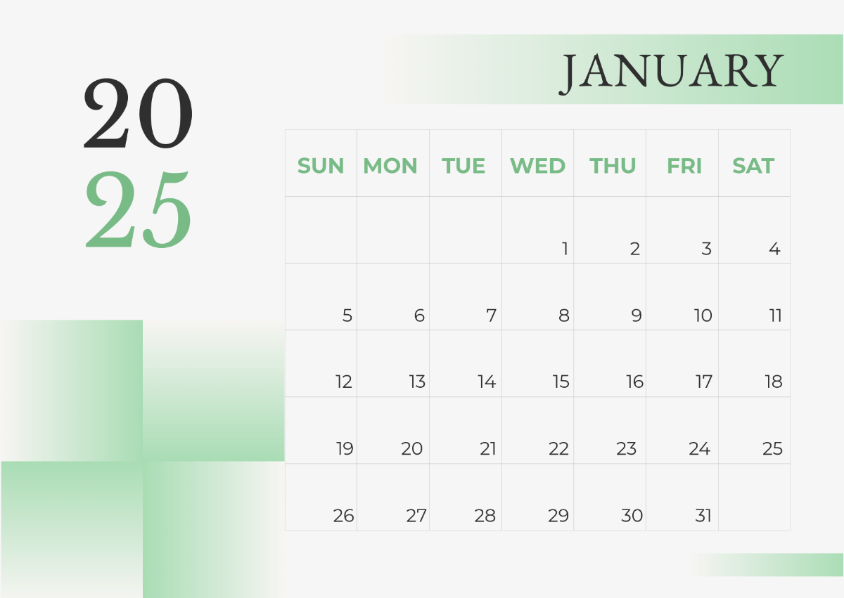 Modern January 2025 Calendar