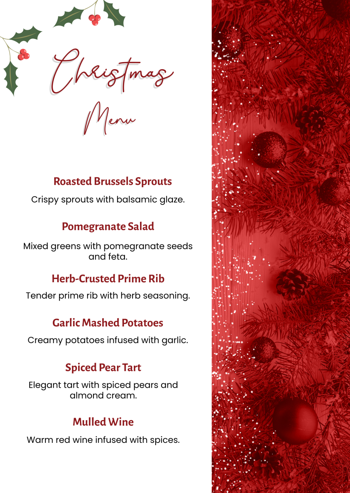 Modern Christmas Menu Template - Edit Online & Download