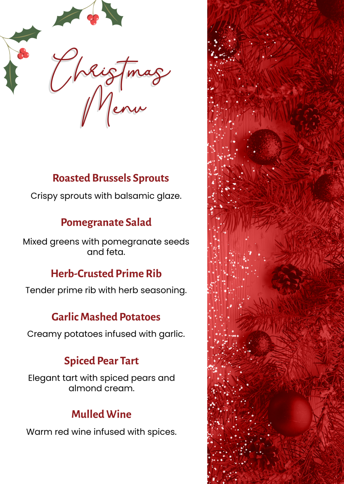 Free Modern Christmas Menu Template To Edit Online