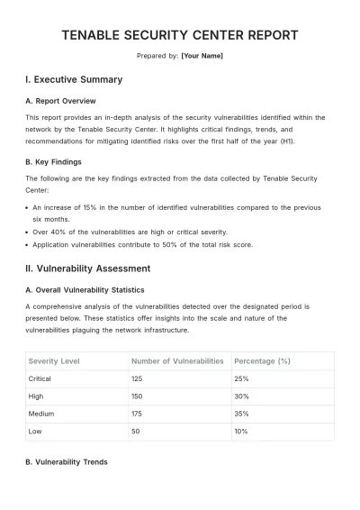 Free Tenable Security Center Report Template to Edit Online