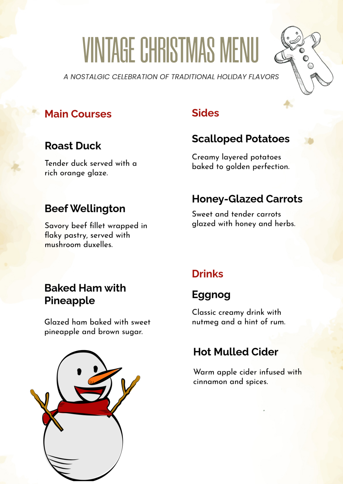 Vintage Christmas Menu Template - Edit Online & Download