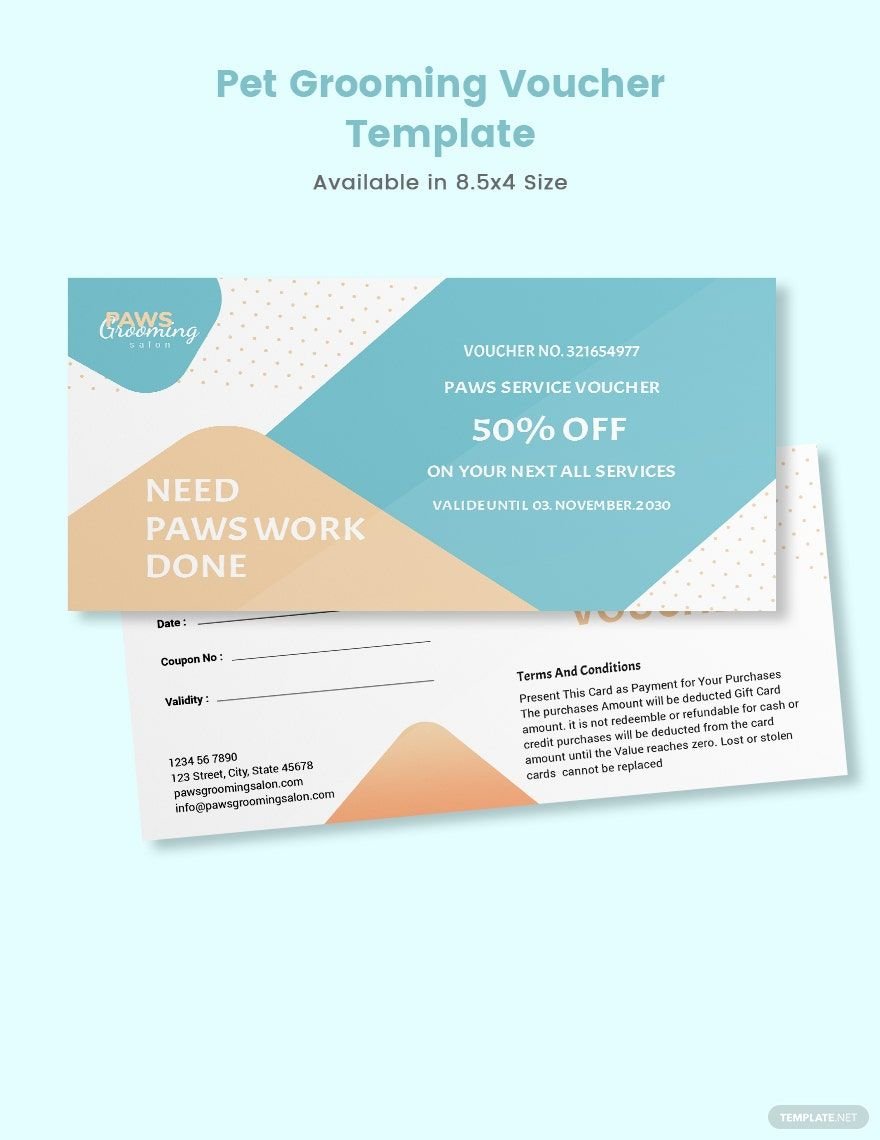 Pet Grooming Voucher Template in Word, PDF, Illustrator, PSD, Apple Pages, Publisher, InDesign