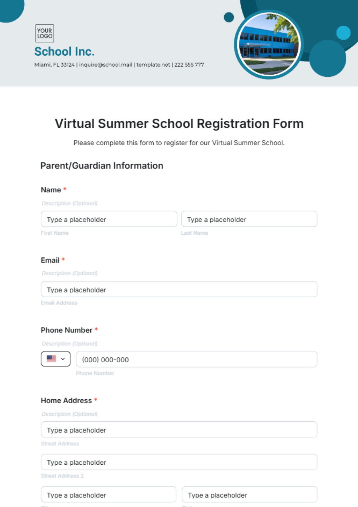 Virtual Summer School Registration Form Template - Edit Online & Download