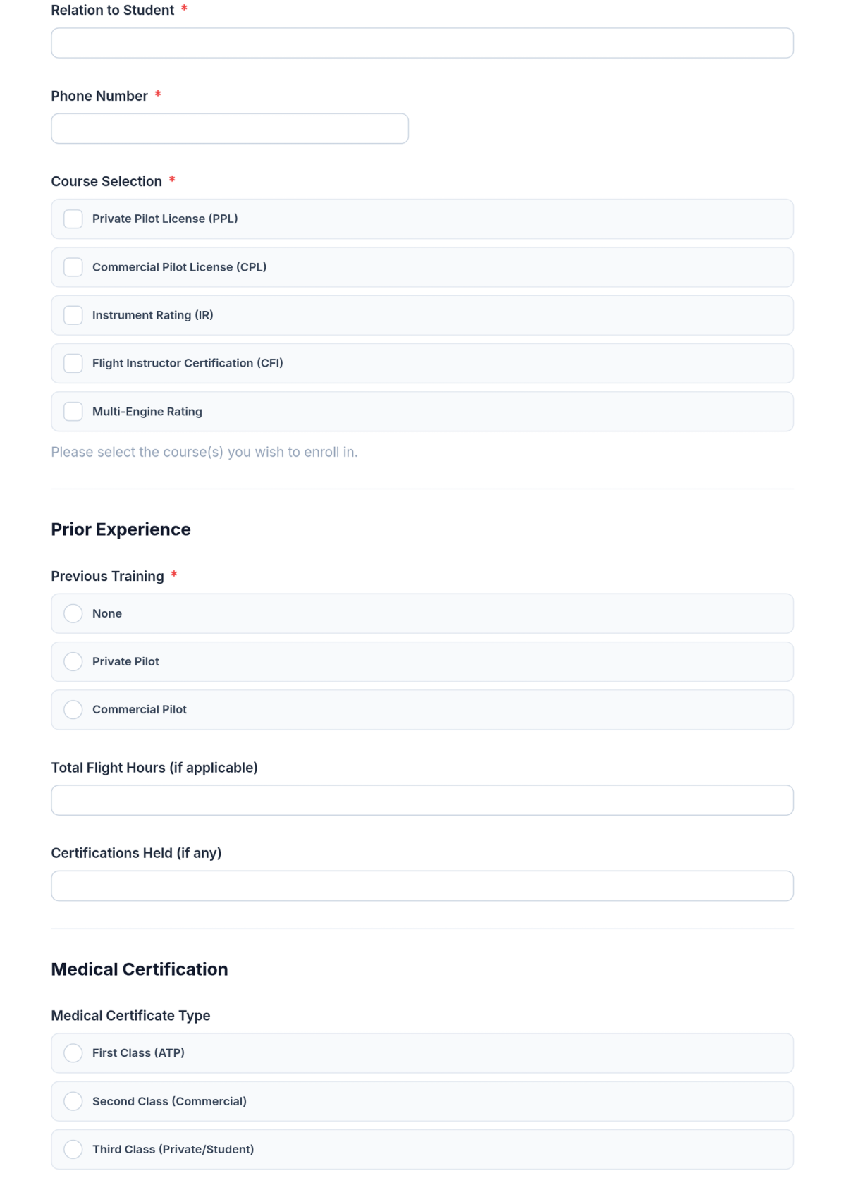 Free Flight School Student Registration Form Template & AI Maker Free Flight School Student Registration Form Template & AI Maker
