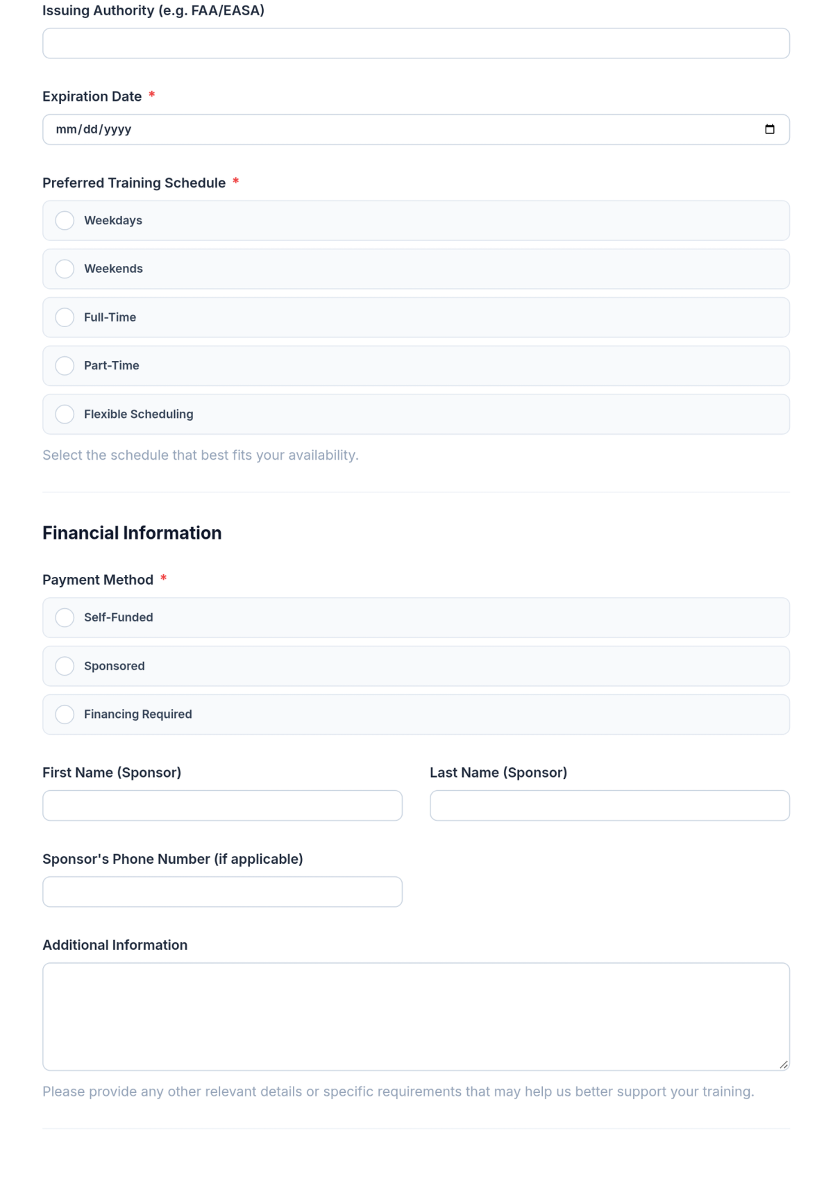 Free Flight School Student Registration Form Template & AI Maker Free Flight School Student Registration Form Template & AI Maker
