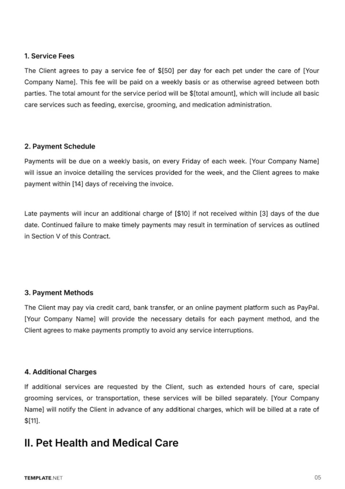 Free Pet Care Contract Template to Edit Online