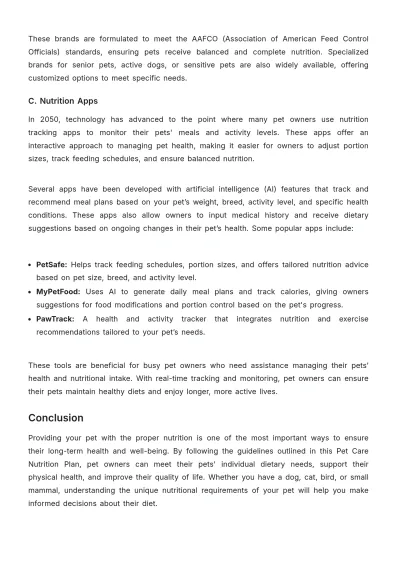 Free Pet Care Nutrition Plan Template to Edit Online