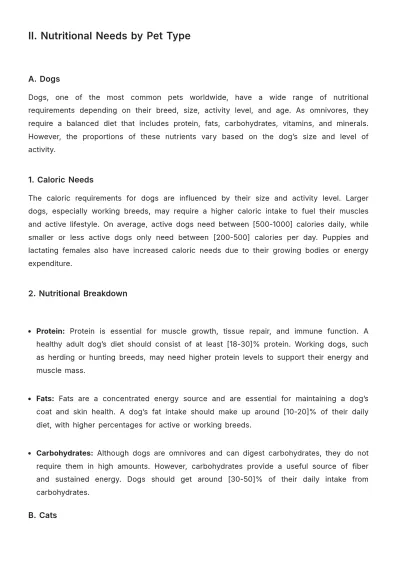 Free Pet Care Nutrition Plan Template to Edit Online