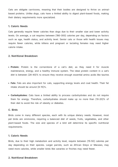 Free Pet Care Nutrition Plan Template to Edit Online