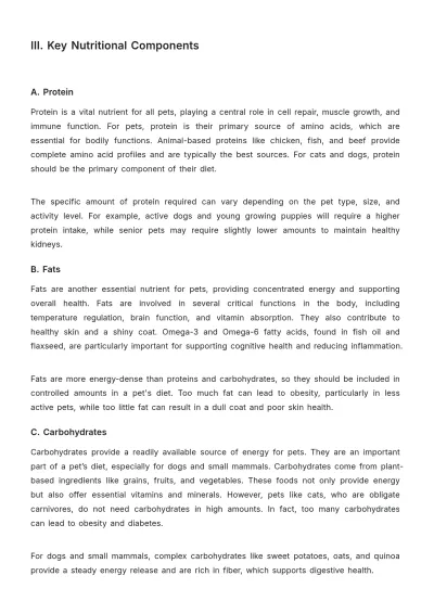 Free Pet Care Nutrition Plan Template to Edit Online