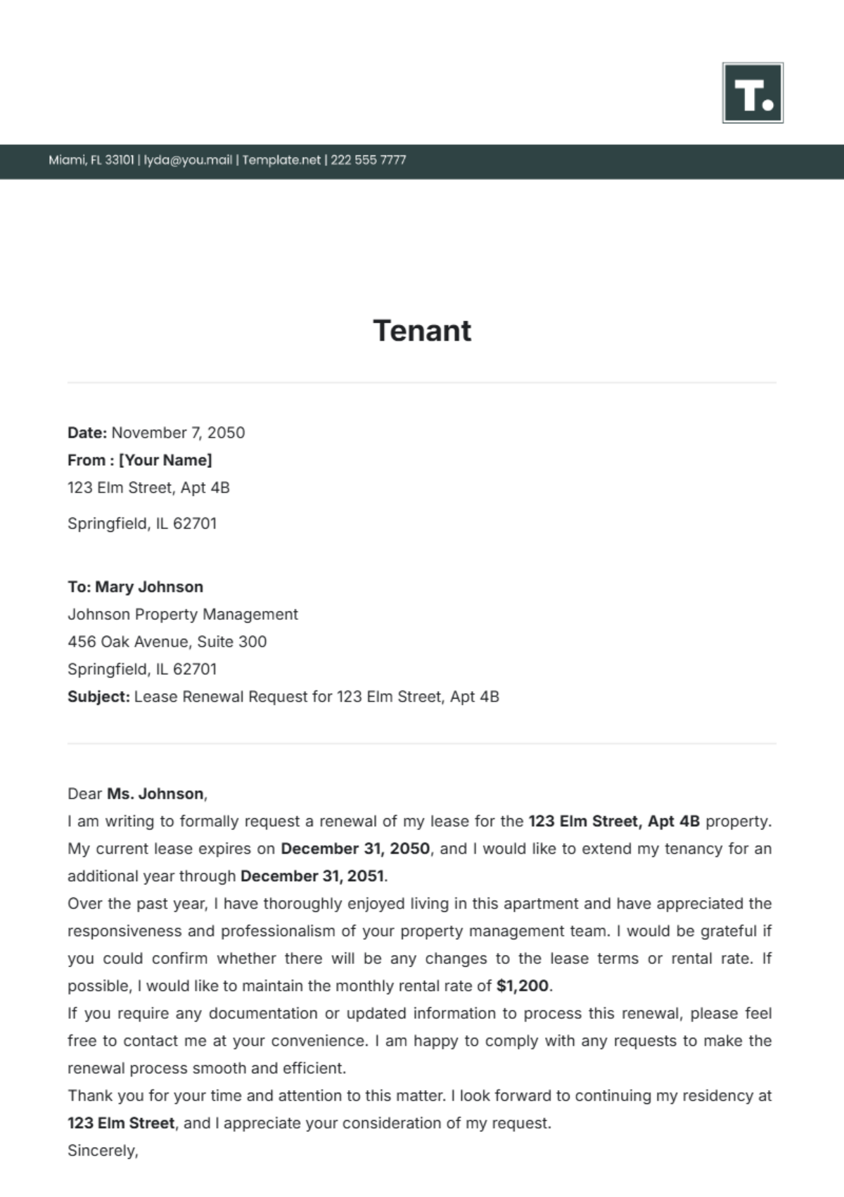 Tenant Template - Edit Online & Download