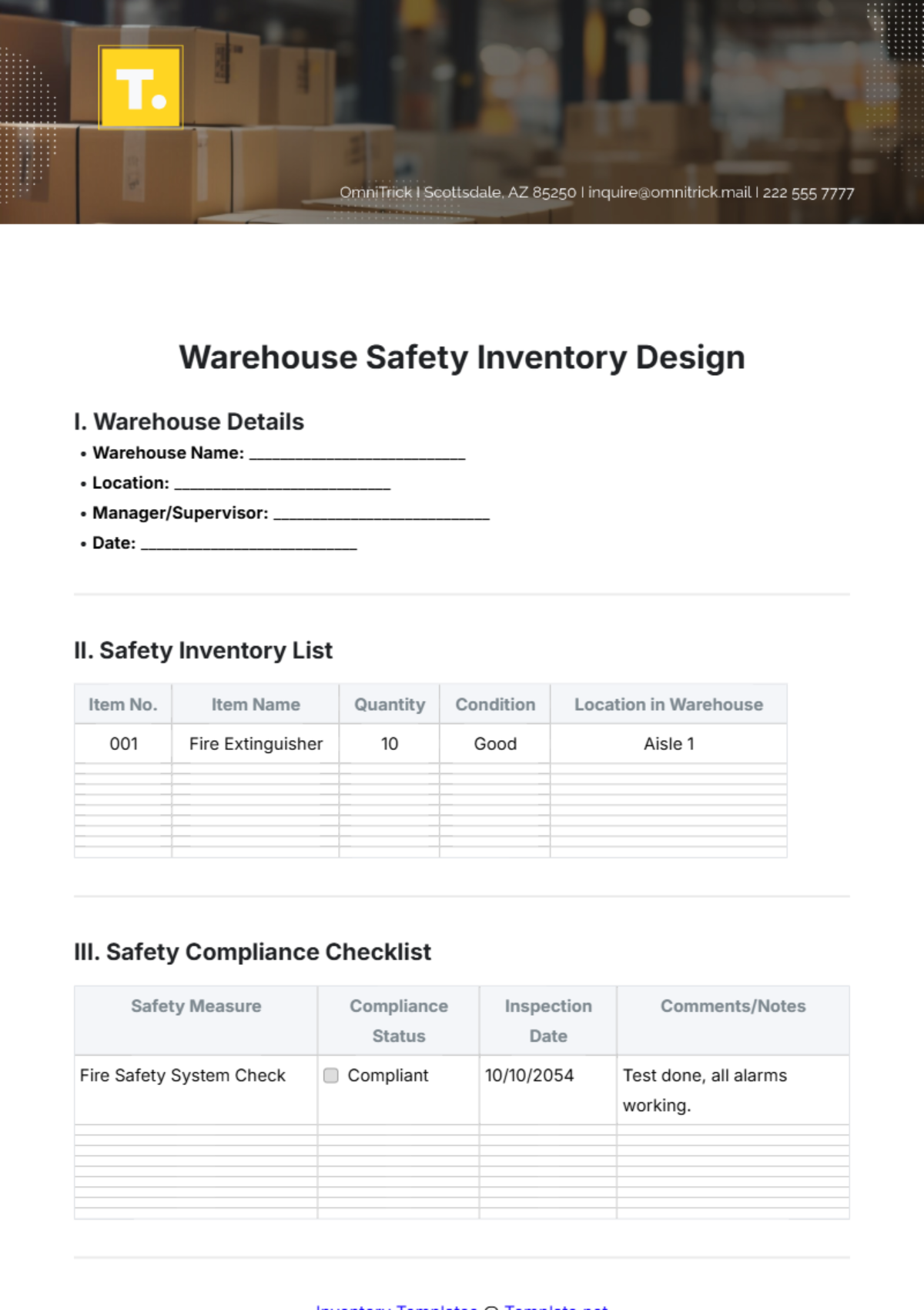 Warehouse Safety Inventory Design Template - Edit Online & Download