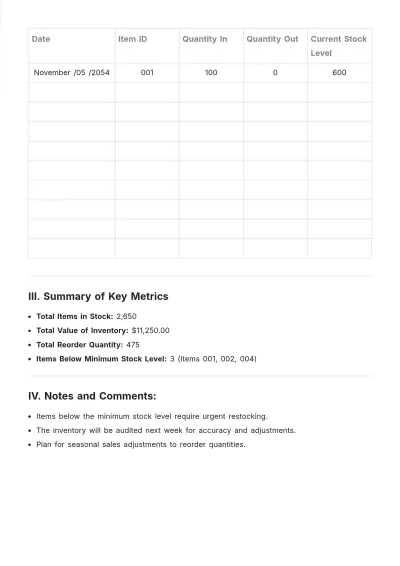 Free Warehouse Operational Inventory Template to Edit Online