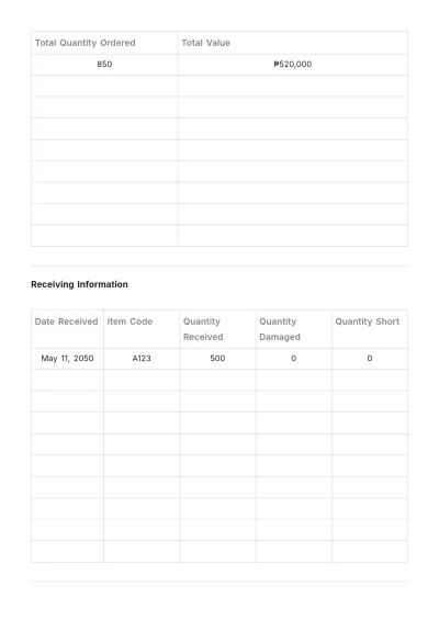 Free Warehouse Purchase Inventory Template to Edit Online