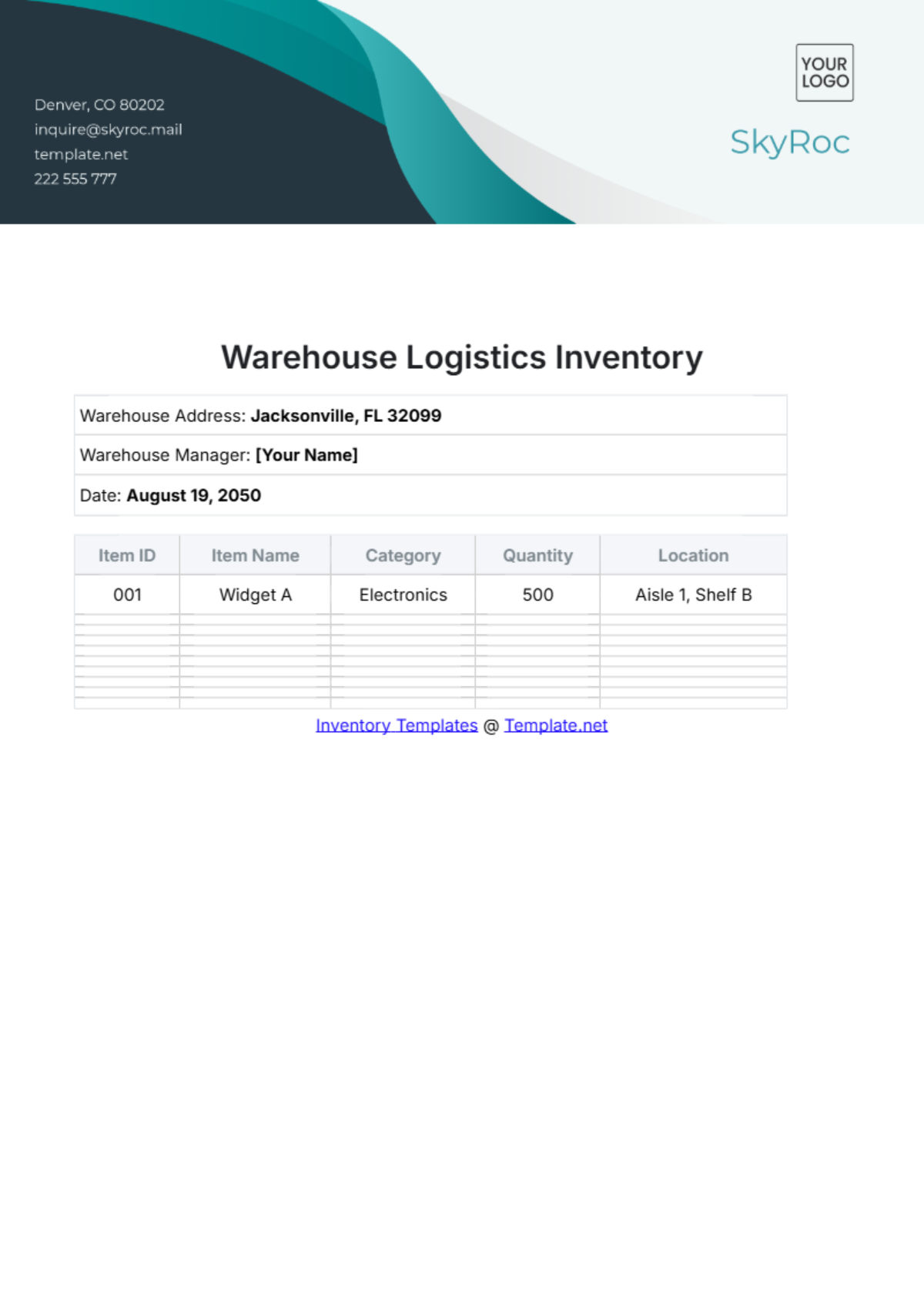 Warehouse Logistics Inventory Template - Edit Online & Download