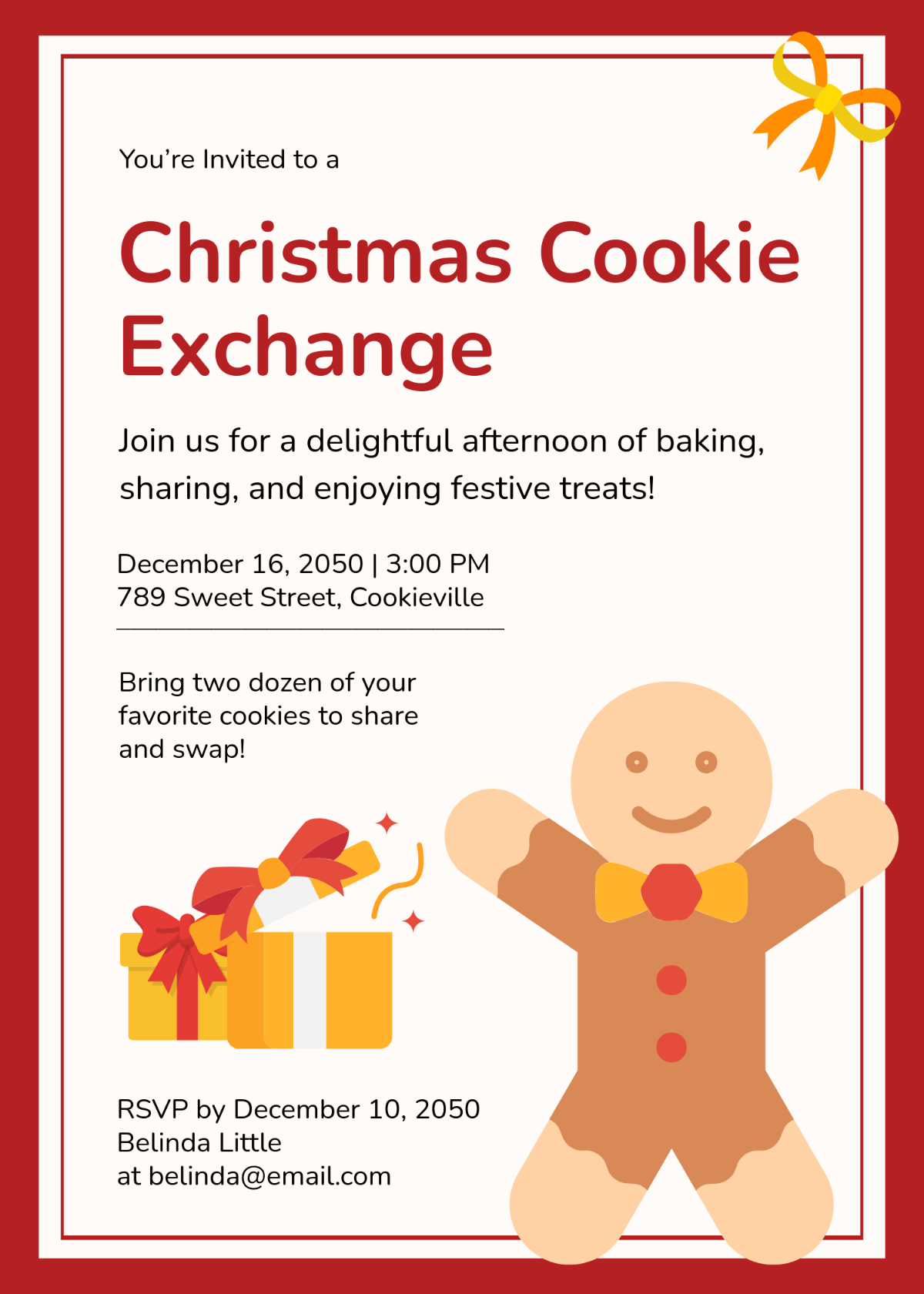 Free Christmas Cookie Exchange Invitation Template