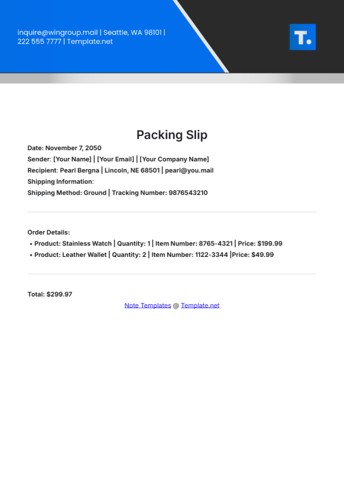 Packing Slip Template - Edit Online & Download