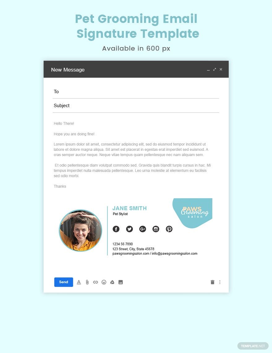 Free Pet Grooming Email Signature Template PSD Template