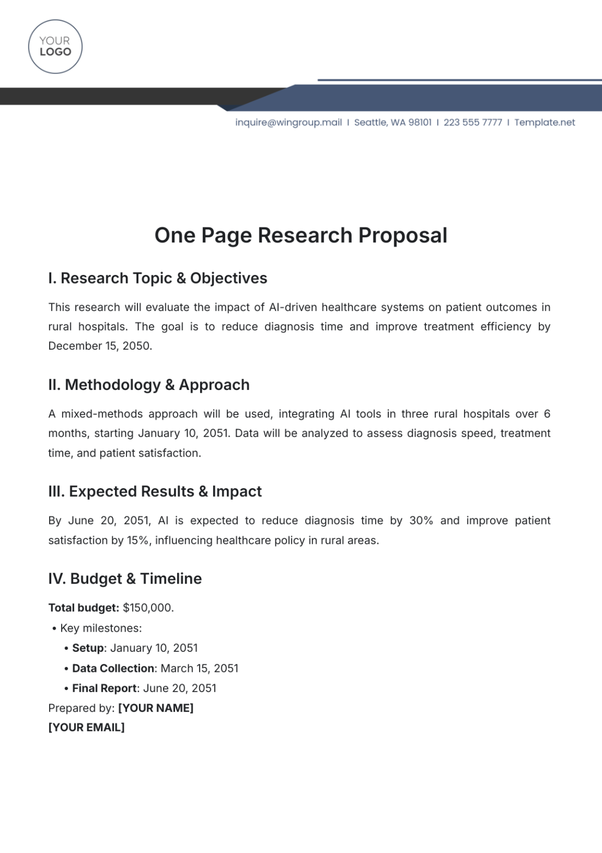 One Page Research Proposal Template