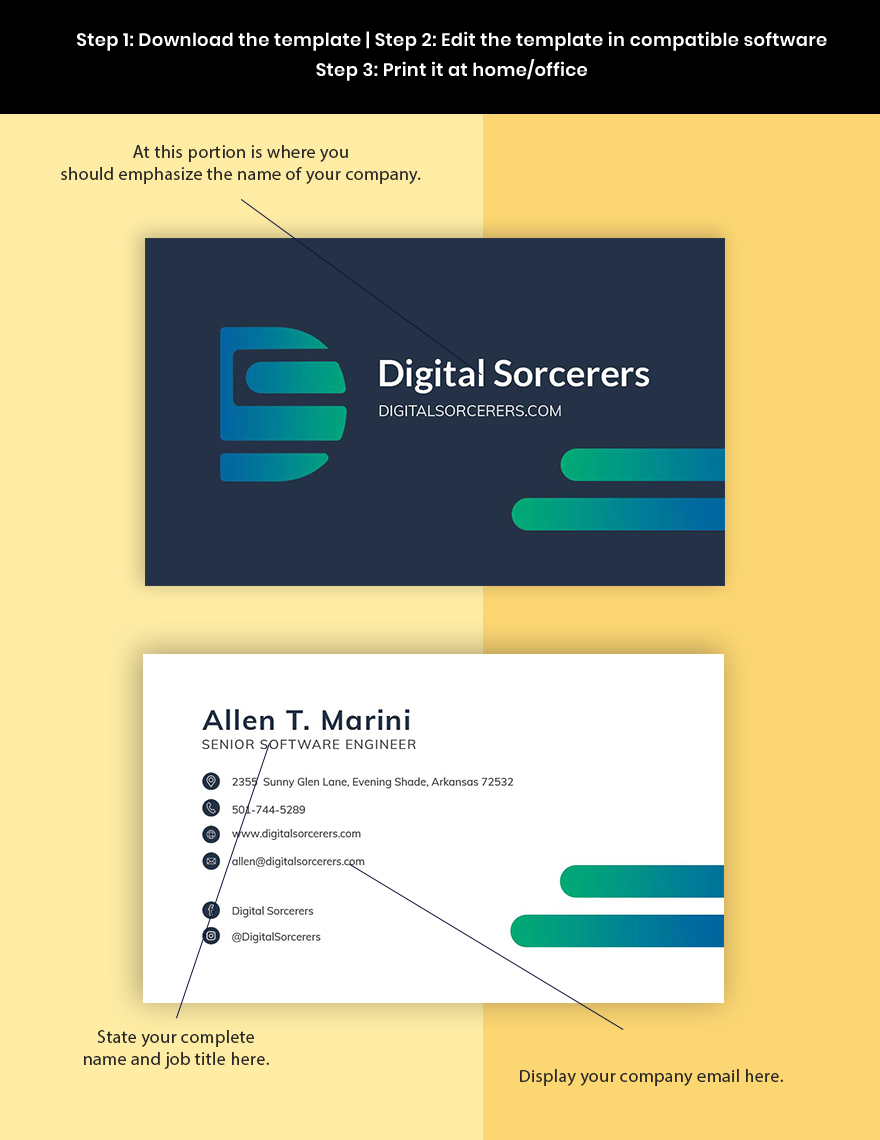 Software Company Engineer Business Card Template