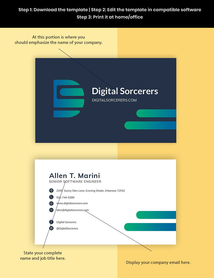 Software Engineer Business Card Template Format