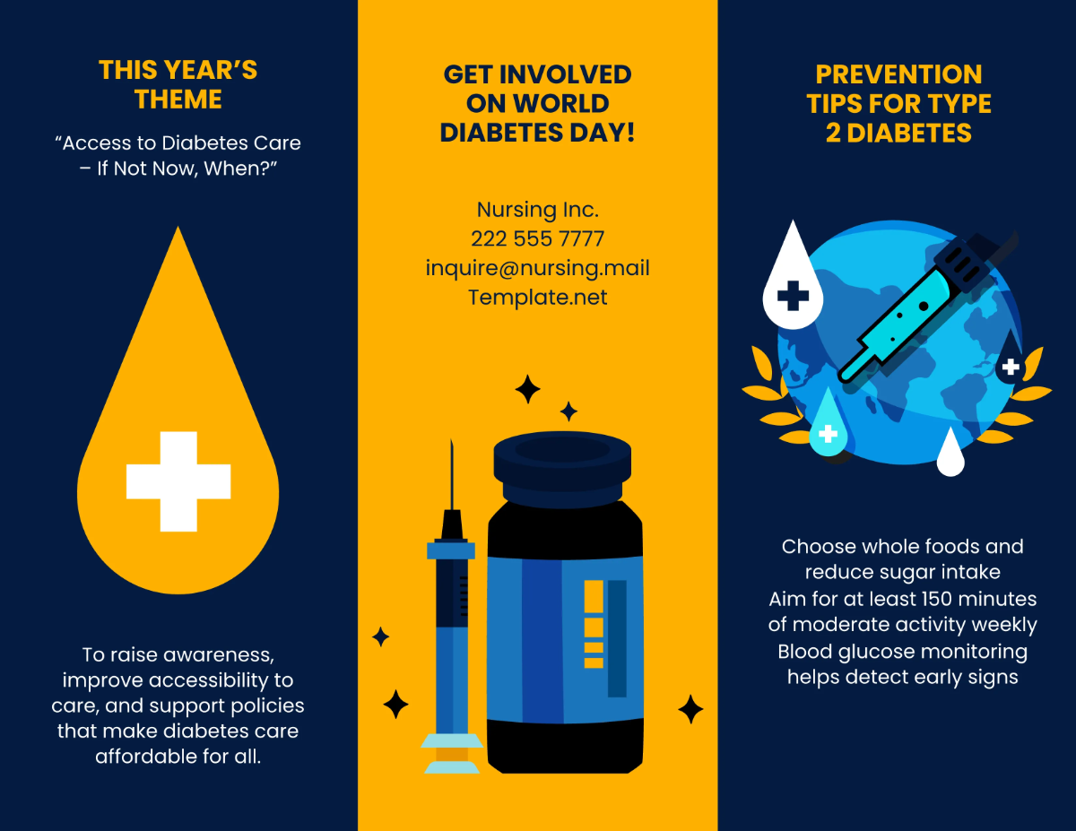 Free World Diabetes Day Brochure Template to Edit Online