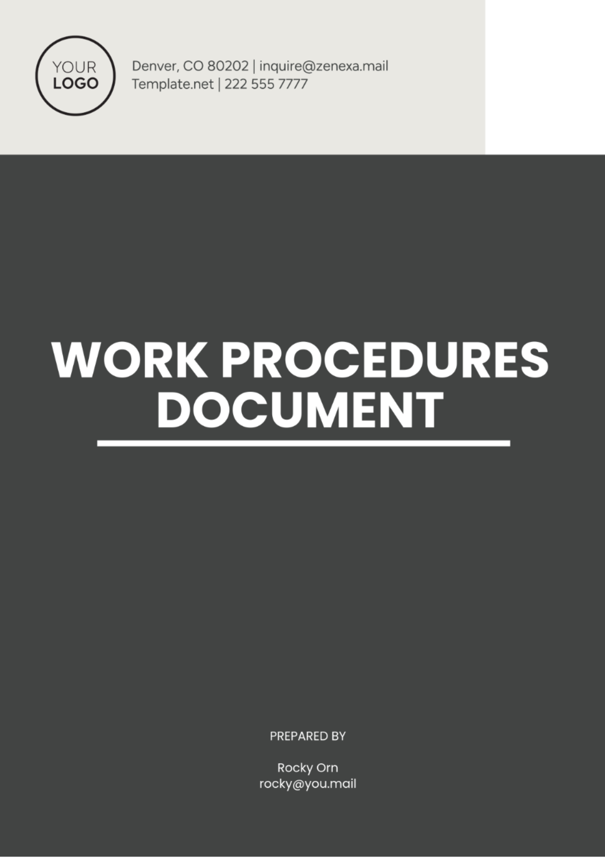 Free Work Procedures Document Template