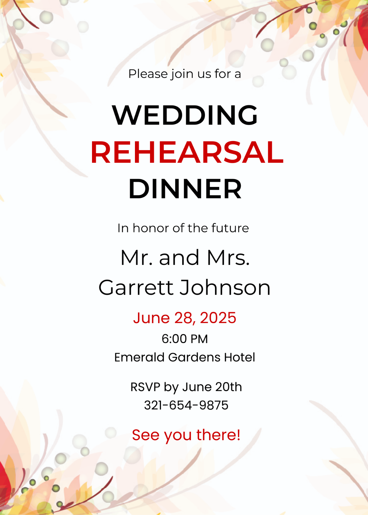 Wedding Rehearsal Party Invitation Template