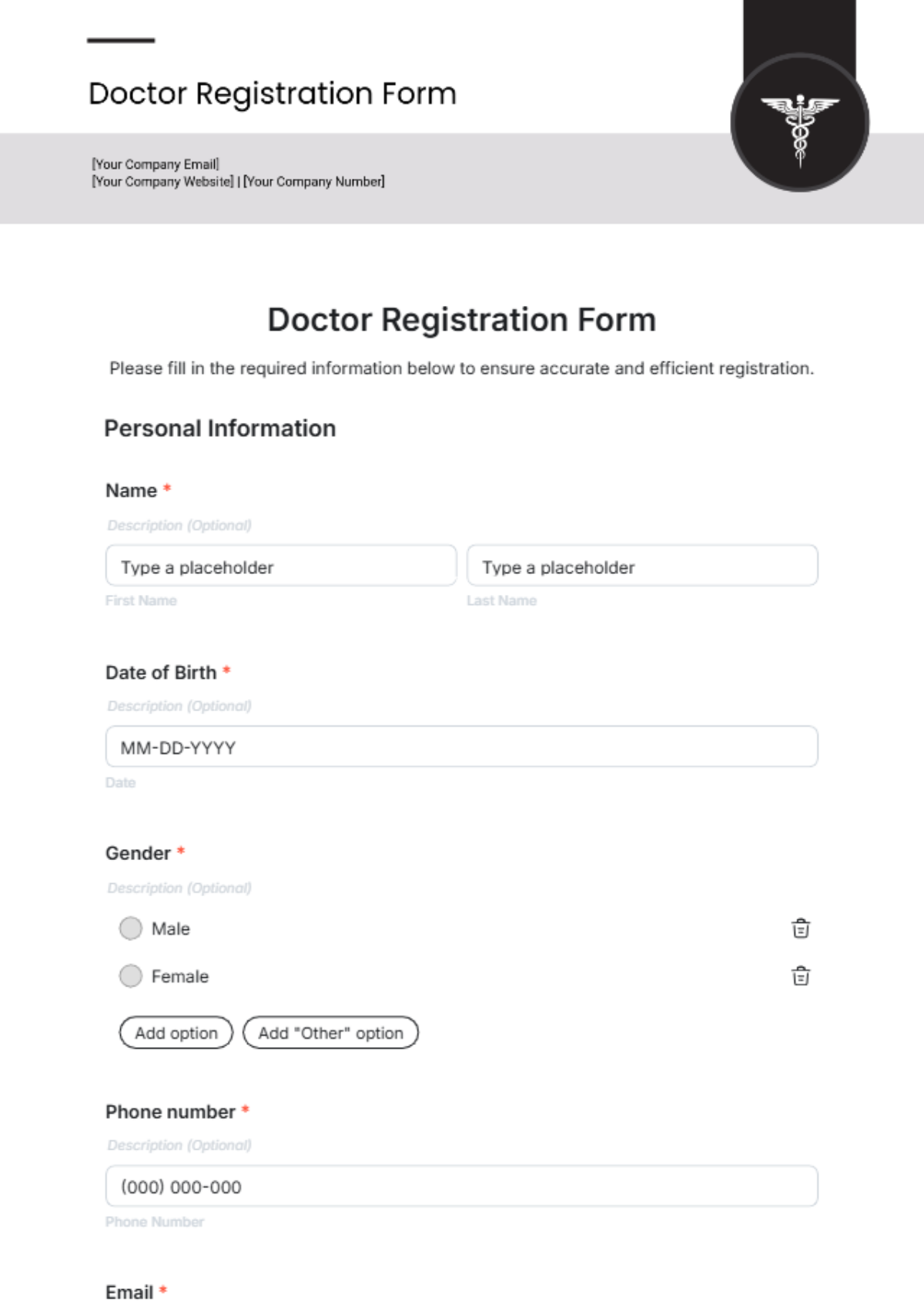 Doctor Registration Form Template - Edit Online & Download