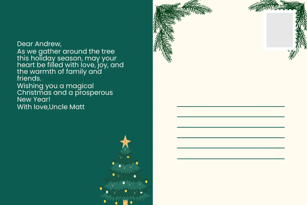 Free Christmas Tree Postcard Template to Edit Online