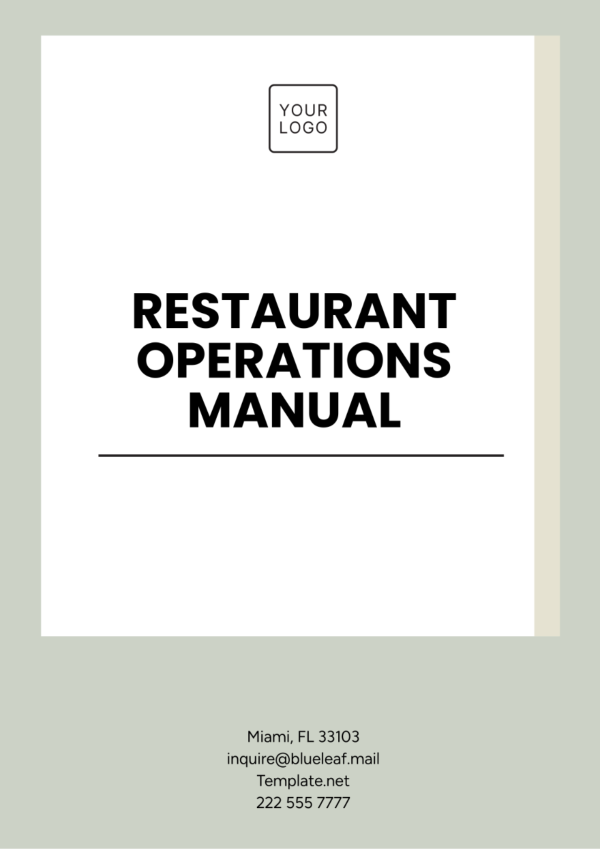 Restaurant Operations Manual Template - Edit Online & Download