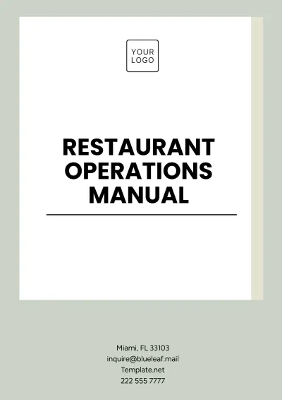 Free Restaurant Operations Manual Template to Edit Online