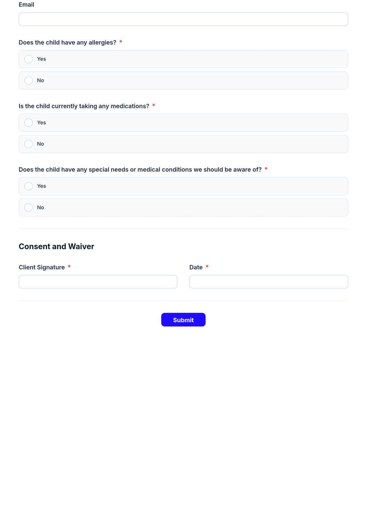 Free Kids Registration Form Template & AI Kids Registration Form Maker