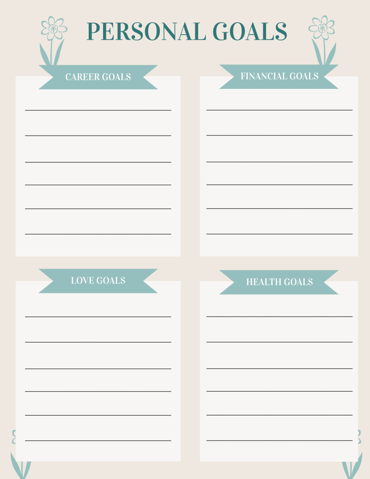 Personal Goals Template