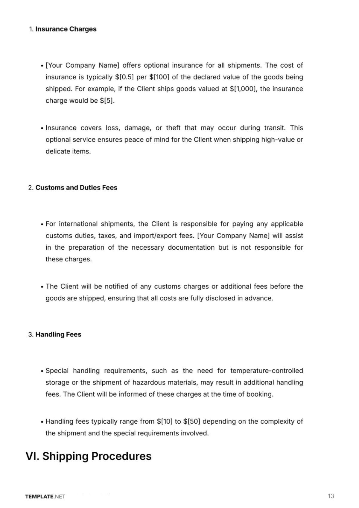 Free Shipping Company Contract Template to Edit Online