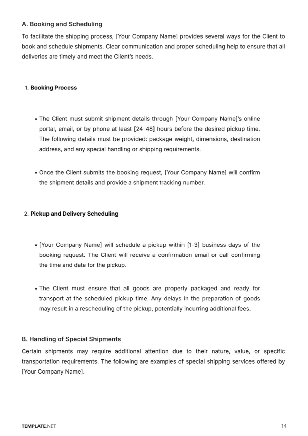 Free Shipping Company Contract Template to Edit Online